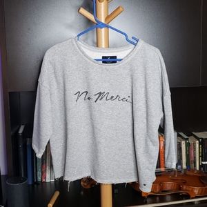 American Eagle No Merci Cropped Gray Sweater Small